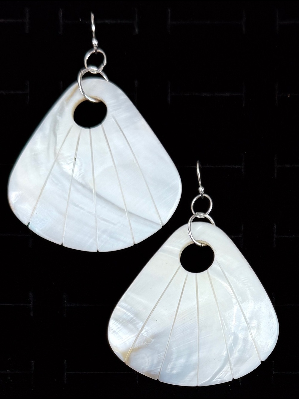 Vintage large mother of pearl shell pierced earrings